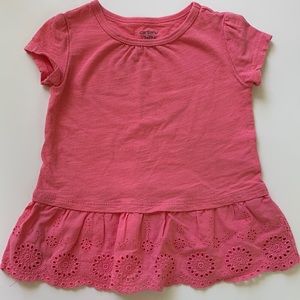 Carter’s pink eyelet ruffle tshirt 2T